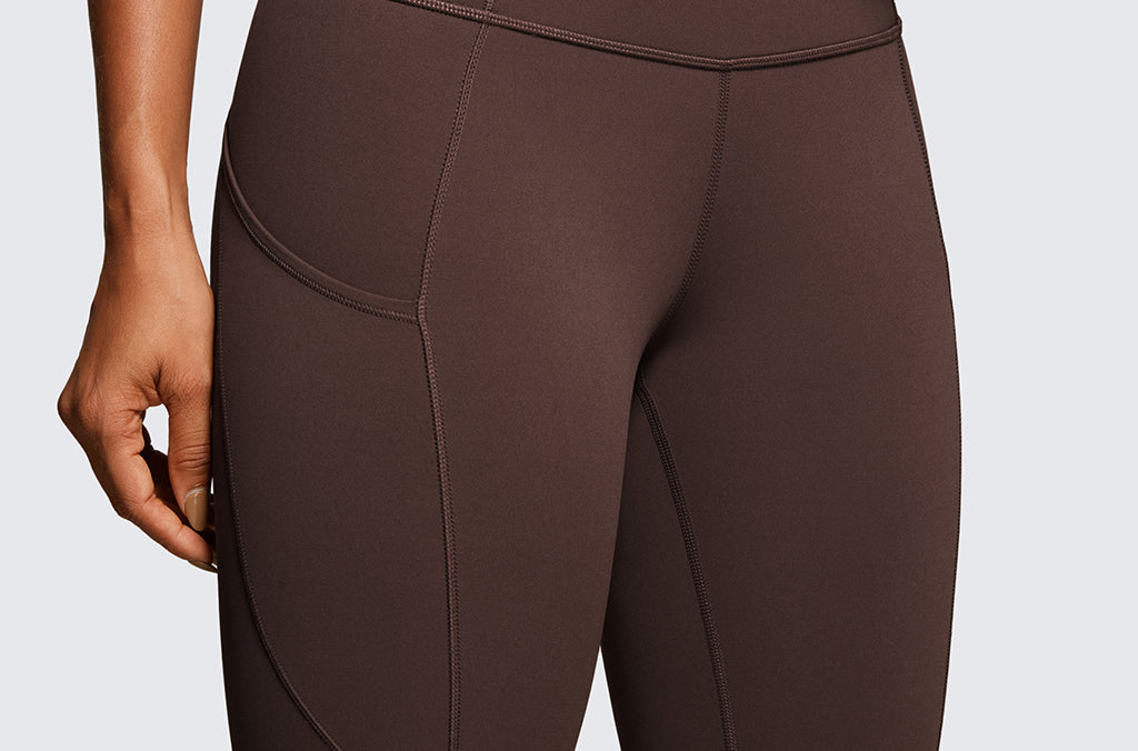 CRZ YOGA Women's Sleek Pocket Leggings 25” Hot Fudge Brown