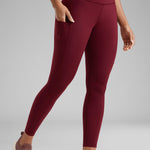 CRZ YOGA Women's Sleek Pocket Leggings 25” Red Merlot
