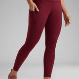 CRZ YOGA Women's Sleek Pocket Leggings 25” Red Merlot