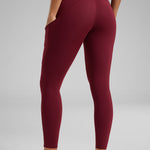 CRZ YOGA Women's Sleek Pocket Leggings 25” Red Merlot
