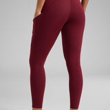 CRZ YOGA Women's Sleek Pocket Leggings 25” Red Merlot