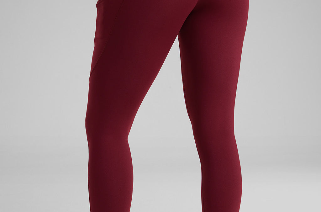 CRZ YOGA Women's Sleek Pocket Leggings 25” Red Merlot