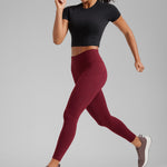 CRZ YOGA Women's Sleek Pocket Leggings 25” Red Merlot
