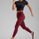 CRZ YOGA Women's Sleek Pocket Leggings 25” Red Merlot