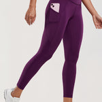 CRZ YOGA Women's Sleek Pocket Leggings 25” Plum Magenta