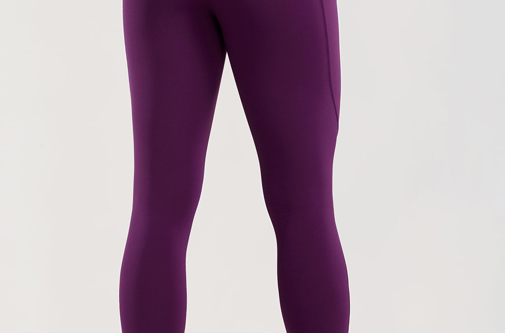 CRZ YOGA Women's Sleek Pocket Leggings 25” Plum Magenta