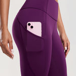 CRZ YOGA Women's Sleek Pocket Leggings 25” Plum Magenta