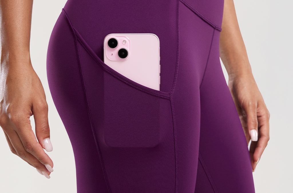 CRZ YOGA Women's Sleek Pocket Leggings 25” Plum Magenta