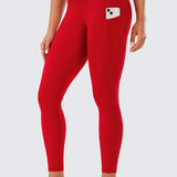 CRZ YOGA Women's Sleek Pocket Leggings 25” Red Chili