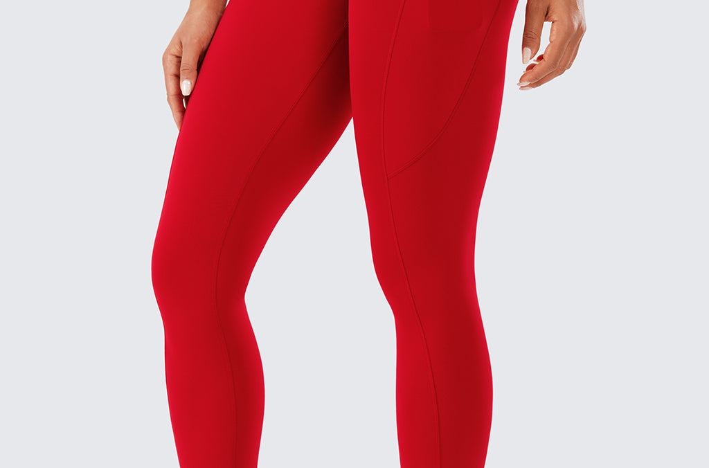 CRZ YOGA Women's Sleek Pocket Leggings 25” Red Chili