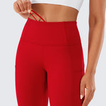CRZ YOGA Women's Sleek Pocket Leggings 25” Red Chili