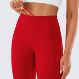 CRZ YOGA Women's Sleek Pocket Leggings 25” Red Chili