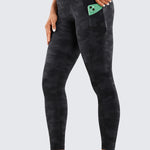 CRZ YOGA Women's Sleek Pocket Leggings 25” Dark grey camouflage