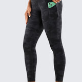 CRZ YOGA Women's Sleek Pocket Leggings 25” Dark grey camouflage