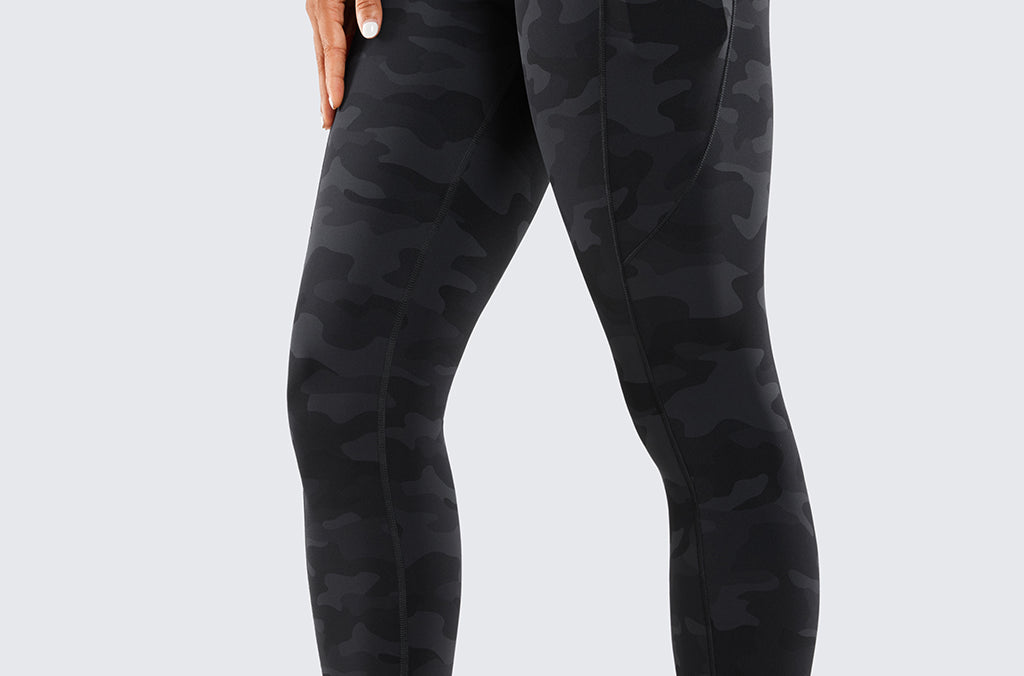 CRZ YOGA Women's Sleek Pocket Leggings 25” Dark grey camouflage