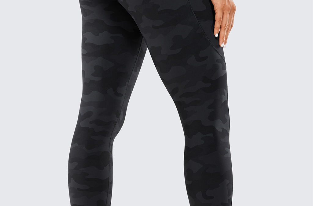 CRZ YOGA Women's Sleek Pocket Leggings 25” Dark grey camouflage