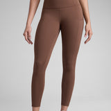 CRZ YOGA Women's Sleek Pocket Leggings 25” Coffee Brown