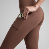 CRZ YOGA Women's Sleek Pocket Leggings 25” Coffee Brown
