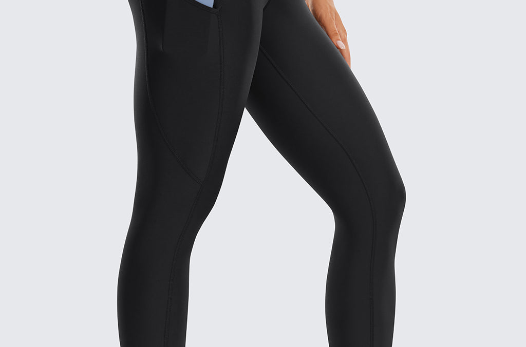 CRZ YOGA Women's Fleece Lined Leggings with Pockets 28'' Melanite