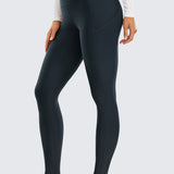 CRZ YOGA Women's Fleece Lined Leggings with Pockets 28'' Arctic Plum