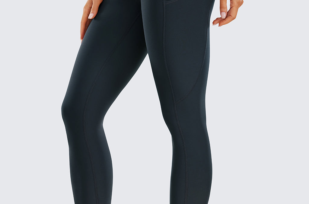 CRZ YOGA Women's Fleece Lined Leggings with Pockets 28'' Arctic Plum