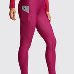 CRZ YOGA Women's Fleece Lined Leggings with Pockets 28'' Hot Fudge Brown