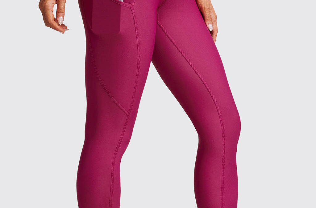 CRZ YOGA Women's Fleece Lined Leggings with Pockets 28'' Hot Fudge Brown