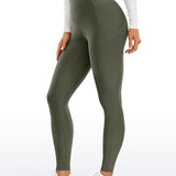 CRZ YOGA Women's Fleece Lined Leggings with Pockets 28'' Black