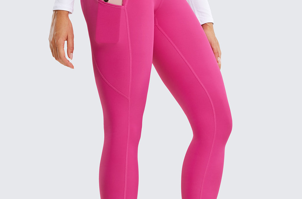 CRZ YOGA Women's Fleece Lined Leggings with Pockets 28'' Forest Dark Green