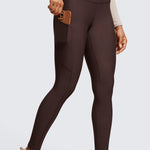 CRZ YOGA Women's Fleece Lined Leggings with Pockets 28'' Melanite