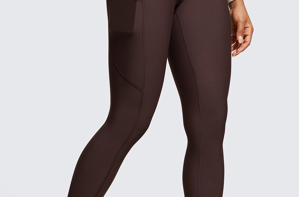 CRZ YOGA Women's Fleece Lined Leggings with Pockets 28'' Melanite