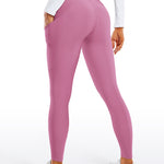 CRZ YOGA Women's Fleece Lined Leggings with Pockets 28'' Olive Green