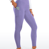 CRZ YOGA Women's Fleece Lined Leggings with Pockets 28'' Green Jade