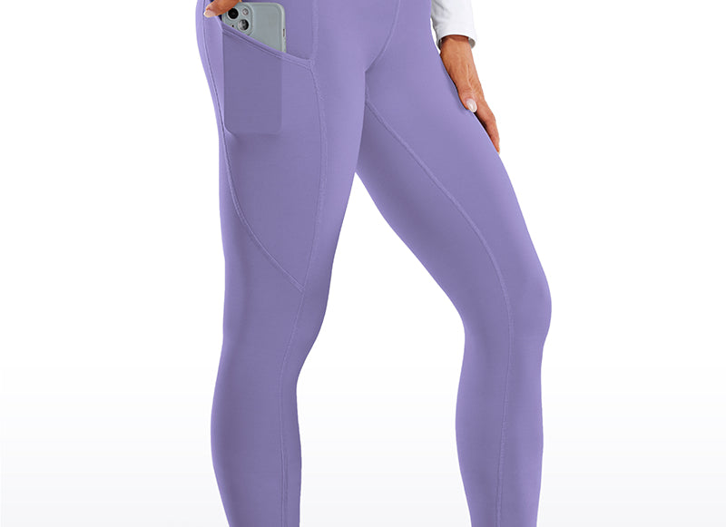 CRZ YOGA Women's Fleece Lined Leggings with Pockets 28'' Green Jade