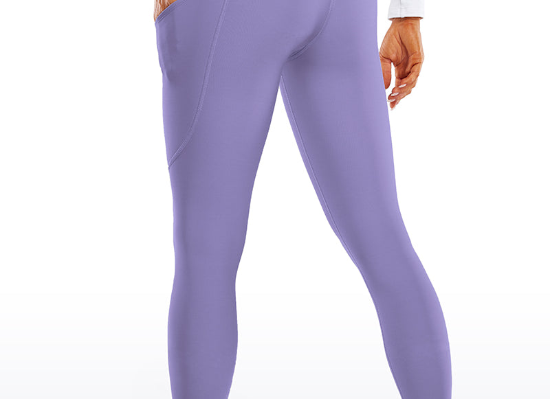 CRZ YOGA Women's Fleece Lined Leggings with Pockets 28'' Green Jade