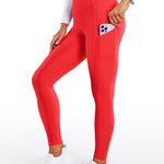 CRZ YOGA Women's Fleece Lined Leggings with Pockets 28'' Green Jade