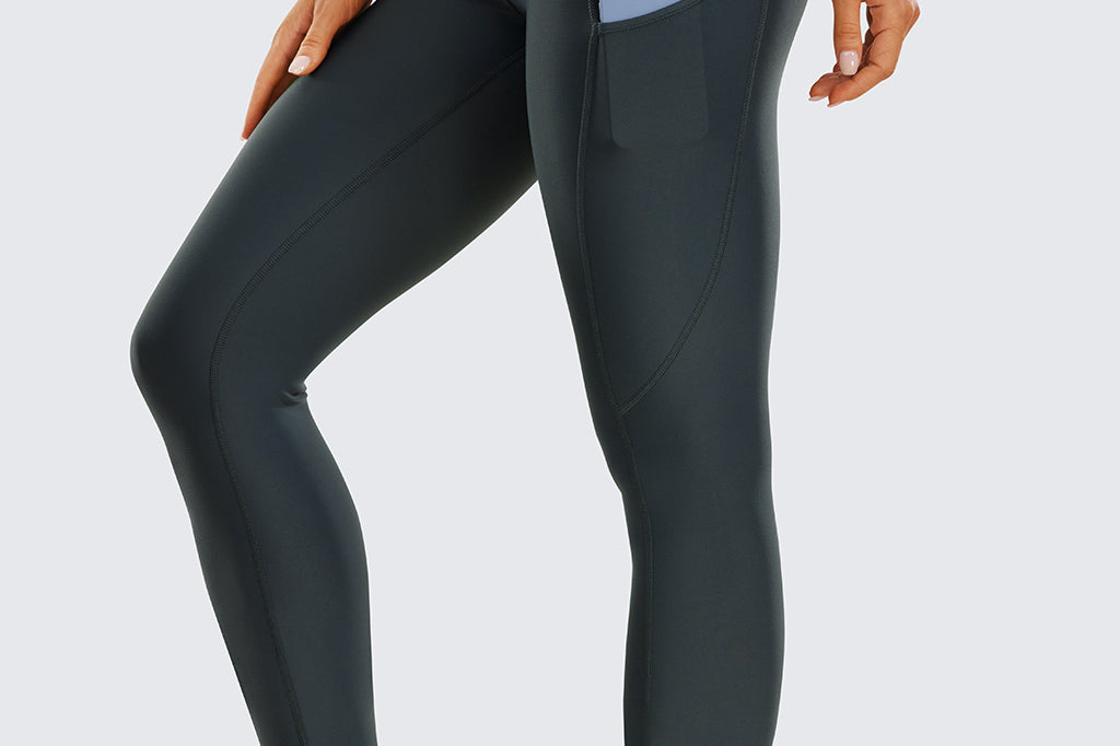 CRZ YOGA Women's Fleece Lined Leggings with Pockets 28'' Melanite