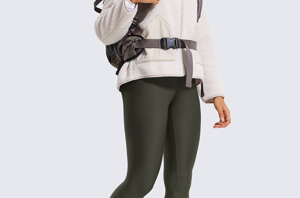 Women's Fleece Lined Leggings 28" Olive Green