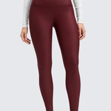 Women's Fleece Lined Leggings 28" Red Merlot