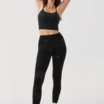 CRZ YOGA Women's Yoga Lounge High Rise Butterluxe Yoga Leggings 25'' Black Tie Dye Flowers