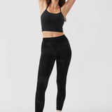 CRZ YOGA Women's Yoga Lounge High Rise Butterluxe Yoga Leggings 25'' Black Tie Dye Flowers