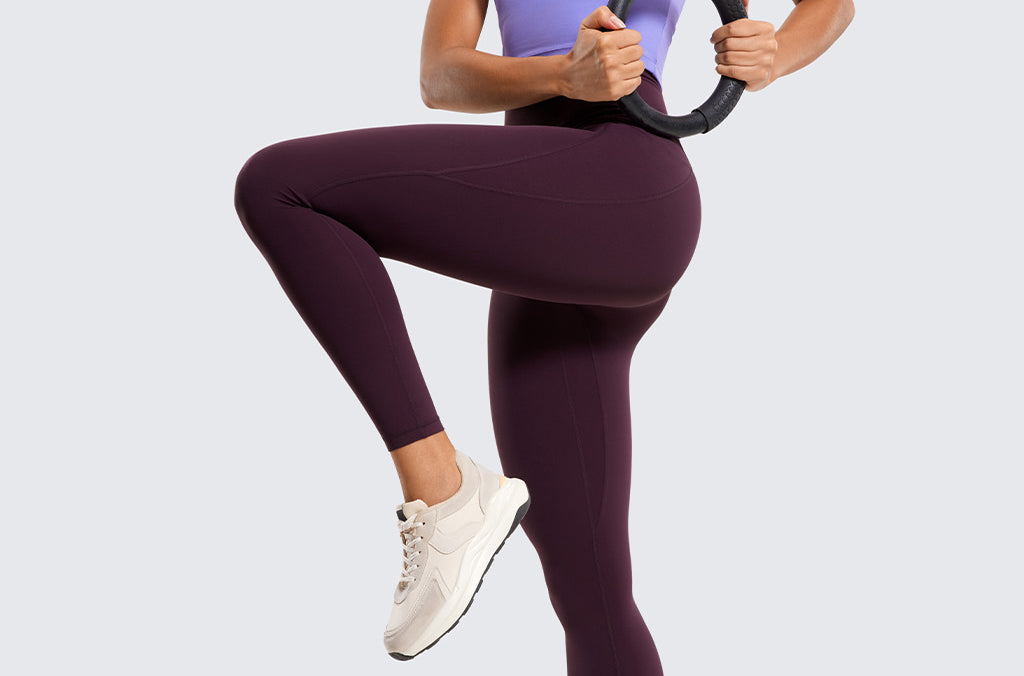 CRZ YOGA Women's Yoga Leggings 25" with Pockets Deep Purple