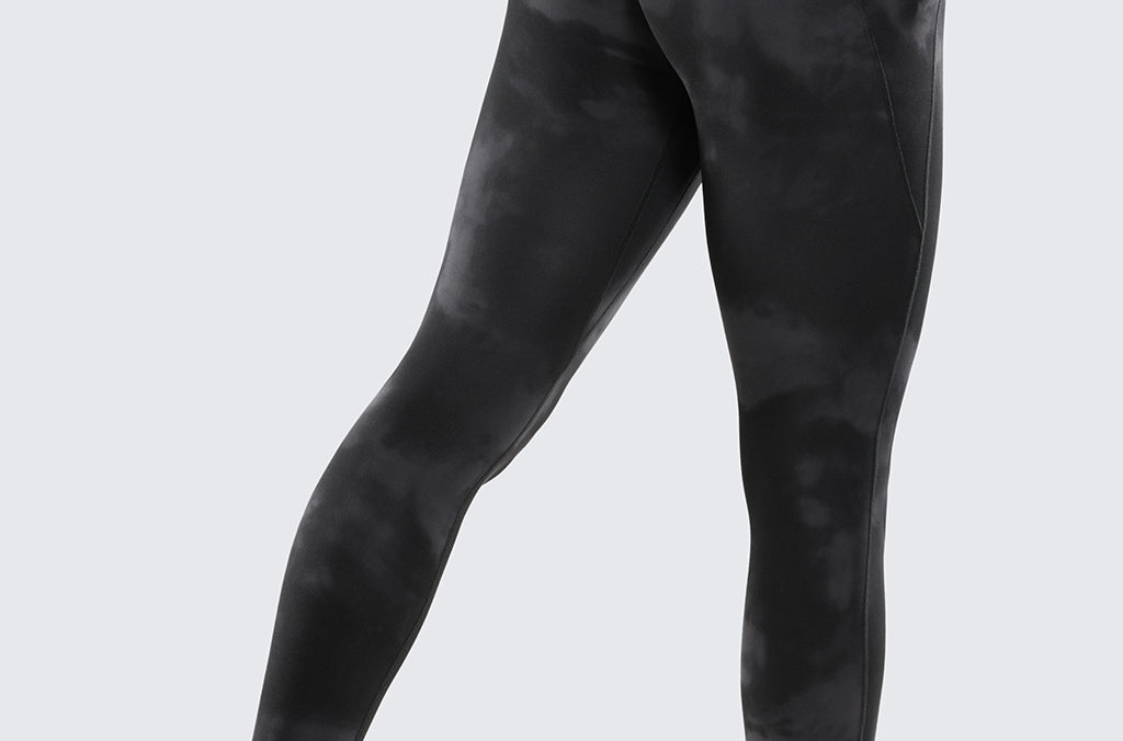 CRZ YOGA Women's Yoga Leggings 25" with Pockets Black Tie Dye Flowers