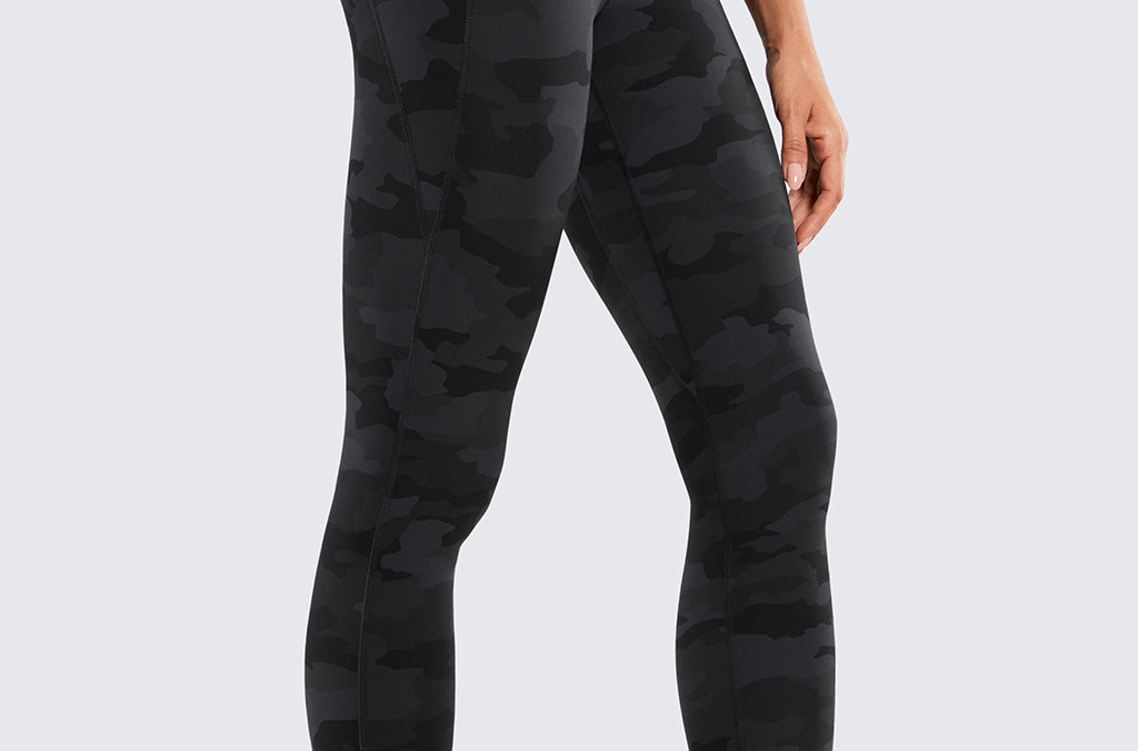 CRZ YOGA Women's Yoga Leggings 25" with Pockets Dark Grey Camouflage 2