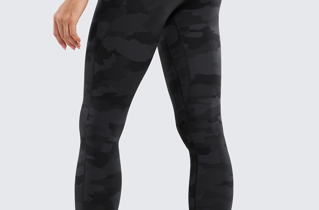 CRZ YOGA Women's Yoga Leggings 25" with Pockets Dark Grey Camouflage 2