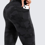 CRZ YOGA Women's Yoga Leggings 25" with Pockets Dark Grey Camouflage 2