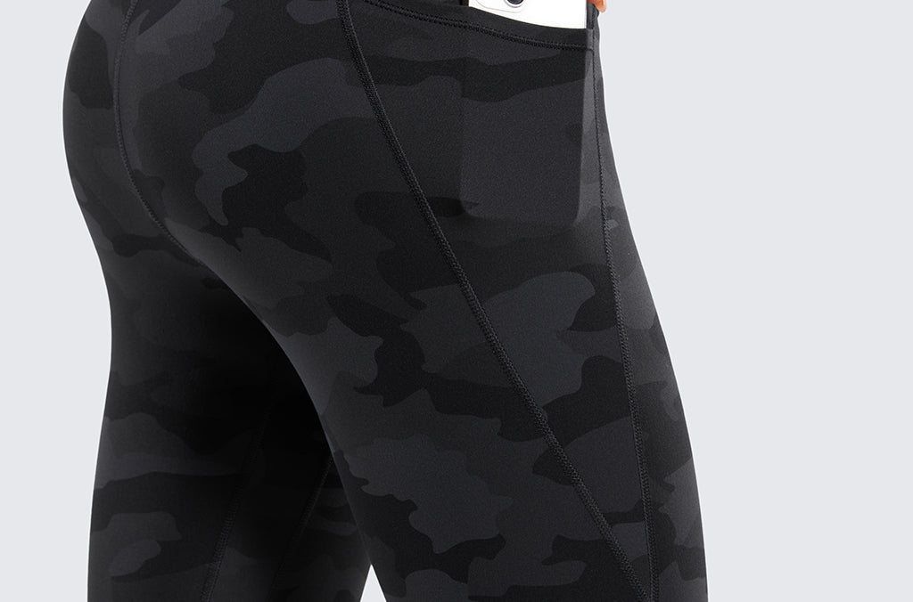 CRZ YOGA Women's Yoga Leggings 25" with Pockets Dark Grey Camouflage 2