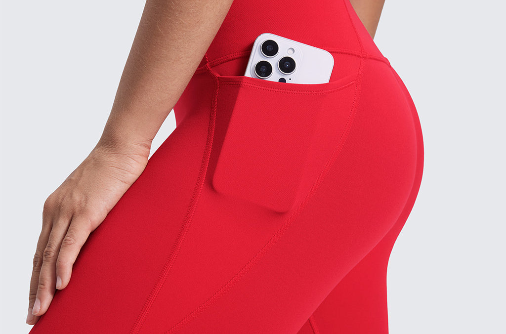 CRZ YOGA Women's Yoga Leggings 25" with Pockets Aurora Red