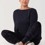 Women's Pima Cotton Boat Neck Long Sleeve Shirts White