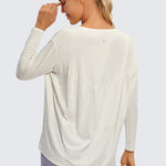 Women's Pima Cotton Boat Neck Long Sleeve Shirts Iced Iris